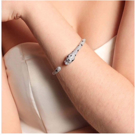 Panther Cuff Bangle Bracelet Cubic Zirconia - Picture 6 of 8